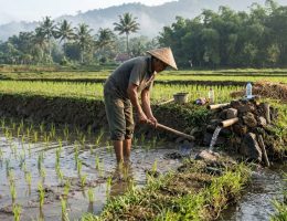 Cara mengatur kebutuhan air setelah tanam membantu petani menjaga kelembapan sawah, mendukung pertumbuhan akar, dan menggunakan irigasi secara efisien. Setelah bibit pindah ke lahan, petani perlu menyesuaikan tinggi air dengan kondisi tanaman, jenis tanah, cuaca, serta ketersediaan sumber air. Genangan berlebihan tidak selalu meningkatkan hasil, sedangkan kekurangan air dapat menghambat pertumbuhan. Menjaga Air Pada Awal Pada beberapa hari pertama setelah tanam, jaga tanah tetap lembap dan berikan genangan dangkal sesuai kondisi lahan. Petani umumnya dapat mempertahankan air sekitar 2–5 cm, tetapi perlu memperhatikan tinggi bibit dan kekuatan tanaman. Genangan yang terlalu dalam dapat menenggelamkan bibit muda, terutama jika tanaman belum berdiri kuat. Periksa petakan setiap hari untuk melihat apakah air merata atau justru mengalir keluar melalui pematang. Jika hujan turun deras, buka saluran pembuangan secukupnya agar tanaman tidak terendam terlalu lama. Sebaliknya, saat cuaca panas dan permukaan tanah cepat mengering, tambahkan air secara bertahap. Panduan pertanian menjelaskan bahwa kebutuhan air padi berubah mengikuti fase pertumbuhan dan kondisi lingkungan. Menyesuaikan Air Dengan Pertumbuhan Setelah tanaman mulai beradaptasi, atur pengairan berdasarkan fase pertumbuhan, bukan dengan menggenangi sawah terus-menerus. Pada fase pembentukan anakan, petani dapat menjaga genangan dangkal sekitar 3–5 cm apabila kondisi lahan mendukung. Air yang cukup membantu tanaman menyerap unsur hara dan tumbuh dengan baik. Namun, tanah yang terlalu lama tergenang bisa memboroskan air dan mengurangi udara yang tersedia di sekitar akar. Amati warna daun, kondisi tanah, dan perkembangan anakan secara rutin. Bila tanaman tampak layu saat cuaca panas, periksa kelembapan tanah sebelum menambah air. Jangan hanya mengandalkan permukaan sawah karena kondisi air di dalam tanah dapat berbeda. Sesuaikan juga pengairan dengan tekstur tanah; tanah berpasir cenderung lebih cepat kehilangan air dibandingkan tanah yang mampu menahan kelembapan. Menerapkan Pengairan Basah Kering Petani dapat mempertimbangkan pengairan berselang atau Alternate Wetting and Drying (AWD) untuk menghemat air. Metode ini mengatur sawah melalui periode basah dan kering secara terukur, bukan membiarkan tanaman kekurangan air. Pada penerapan yang sesuai, petani mengairi lahan kembali ketika muka air turun ke batas pemantauan yang dianjurkan, lalu menjaga genangan pada tingkat yang dibutuhkan. Teknik ini perlu disesuaikan dengan jenis tanah, saluran irigasi, dan aturan pengairan setempat. Kementerian Pertanian menjelaskan bahwa pengairan basah-kering dapat meningkatkan efisiensi penggunaan air. Namun, petani perlu menjaga pasokan air saat fase pembungaan dan pengisian bulir karena tanaman sangat memerlukan air pada tahap tersebut. Pelajari panduannya melalui informasi pengairan basah-kering dari Dinas Pertanian Kulon Progo. Memeriksa Saluran Dan Kebutuhan Pengaturan air yang baik juga bergantung pada kondisi saluran dan pematang. Bersihkan saluran dari gulma serta endapan agar air mengalir lancar ke setiap petakan. Tutup kebocoran pada pematang dan atur pintu air supaya petani dapat mengendalikan aliran masuk maupun keluar. Catat waktu pemberian air dan perubahan kondisi sawah agar pola pengairan berikutnya lebih mudah ditentukan. Petani juga perlu memperhitungkan hujan, luas lahan, jenis tanah, dan ketersediaan air dari irigasi. Jika pasokan terbatas, koordinasikan jadwal pembagian air dengan kelompok tani. Peralatan budidaya yang sesuai dapat membantu pekerjaan di sawah lebih teratur; informasi mengenai mesin tanam padi dapat menjadi referensi untuk proses penanaman, sedangkan Rumah Mesin menyediakan informasi peralatan pertanian lainnya. Kesimpulan Cara mengatur kebutuhan air setelah tanam perlu mengikuti fase pertumbuhan, kondisi tanah, cuaca, dan ketersediaan irigasi. Petani sebaiknya menjaga genangan dangkal pada awal pertumbuhan, memantau kelembapan secara rutin, serta menerapkan pengairan berselang jika kondisi lahan memungkinkan. Periksa saluran dan pematang agar air tidak terbuang sia-sia. Dengan pengaturan yang tepat, petani dapat mendukung pertumbuhan padi sekaligus menggunakan air secara lebih efisien.