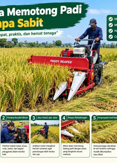 cara memotong padi tanpa sabit